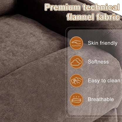 Manual 360° Swivel Rocker Recliner Chair for Adults, Overstuffed Glider Chair for Nursery with Vibration Massage and Heat, Comfy Soft Fabric Glider with Side Pockets for Living Room, Beige