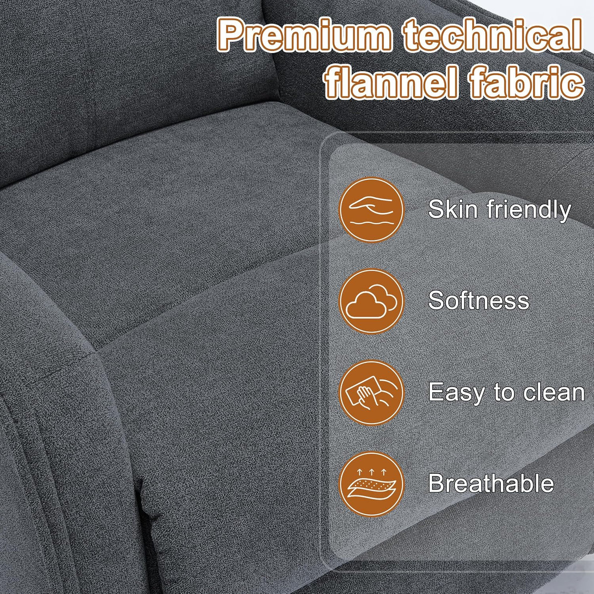 Manual 360° Swivel Rocker Recliner Chair for Adults, Overstuffed Glider Chair for Nursery with Vibration Massage and Heat, Comfy Soft Fabric Glider with Side Pockets for Living Room, Beige