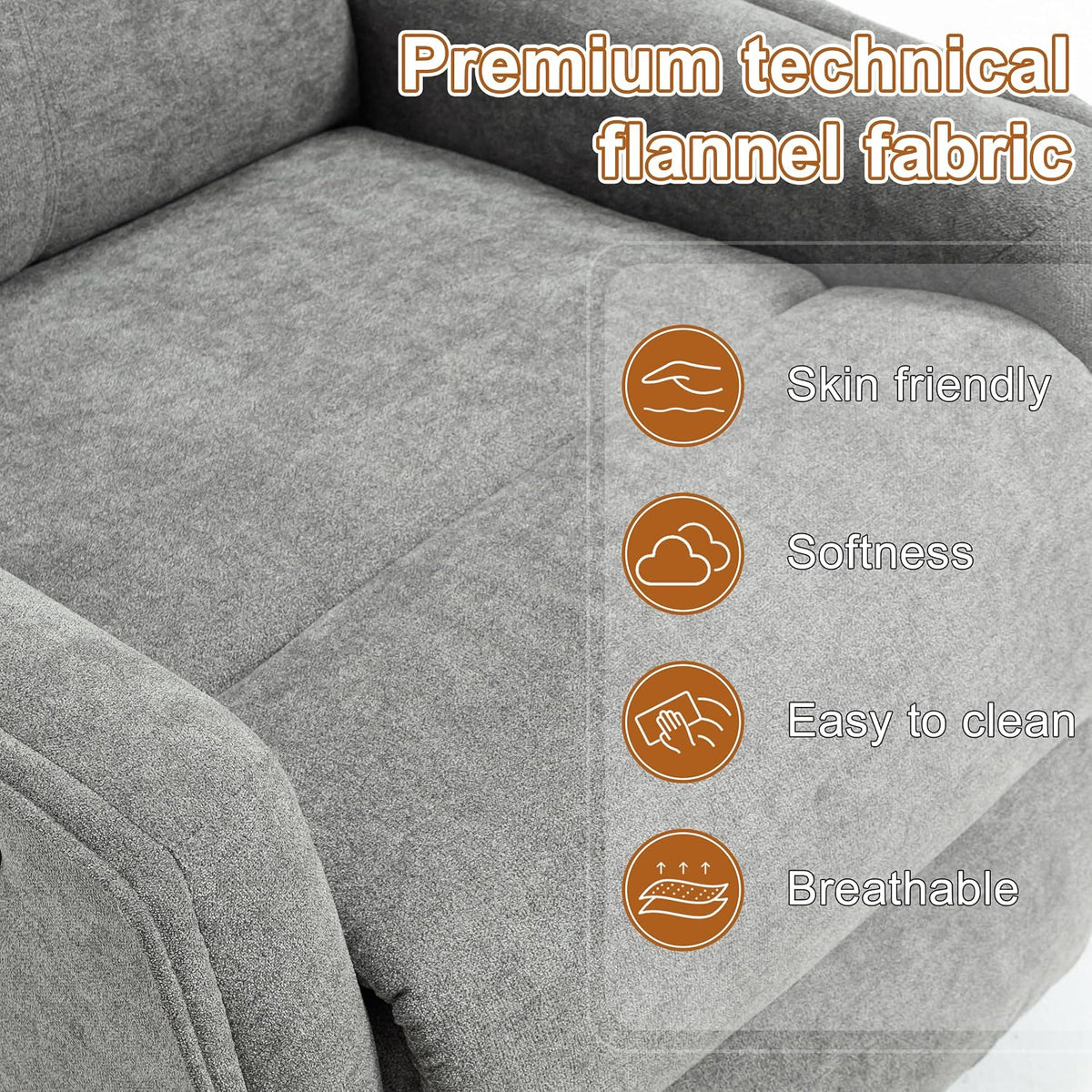 Manual 360° Swivel Rocker Recliner Chair for Adults, Overstuffed Glider Chair for Nursery with Vibration Massage and Heat, Comfy Soft Fabric Glider with Side Pockets for Living Room, Beige