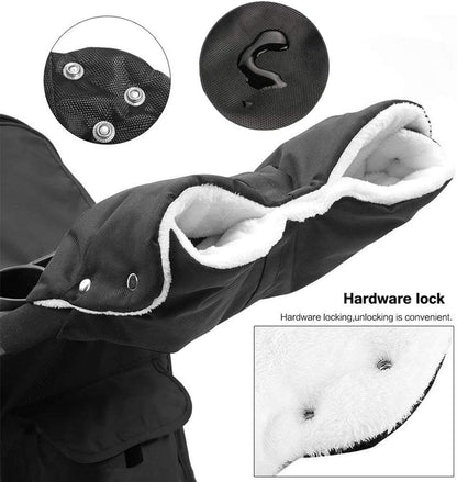 Stroller Gloves for Winter Waterproof, Extra Thick Fleece Stroller Hand Muff, Anti-Freeze Pram Accessories Baby Stroller Hand Gloves Hand Warmer