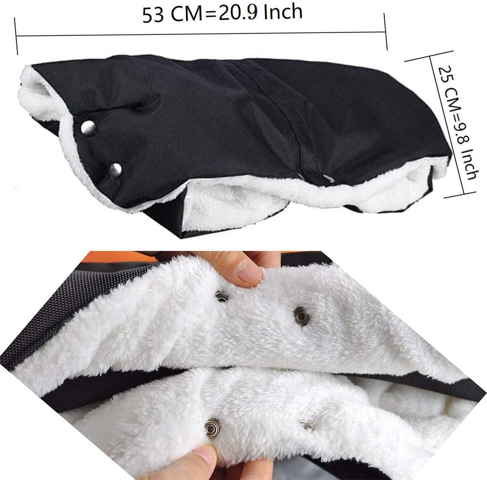 Stroller Gloves for Winter Waterproof, Extra Thick Fleece Stroller Hand Muff, Anti-Freeze Pram Accessories Baby Stroller Hand Gloves Hand Warmer