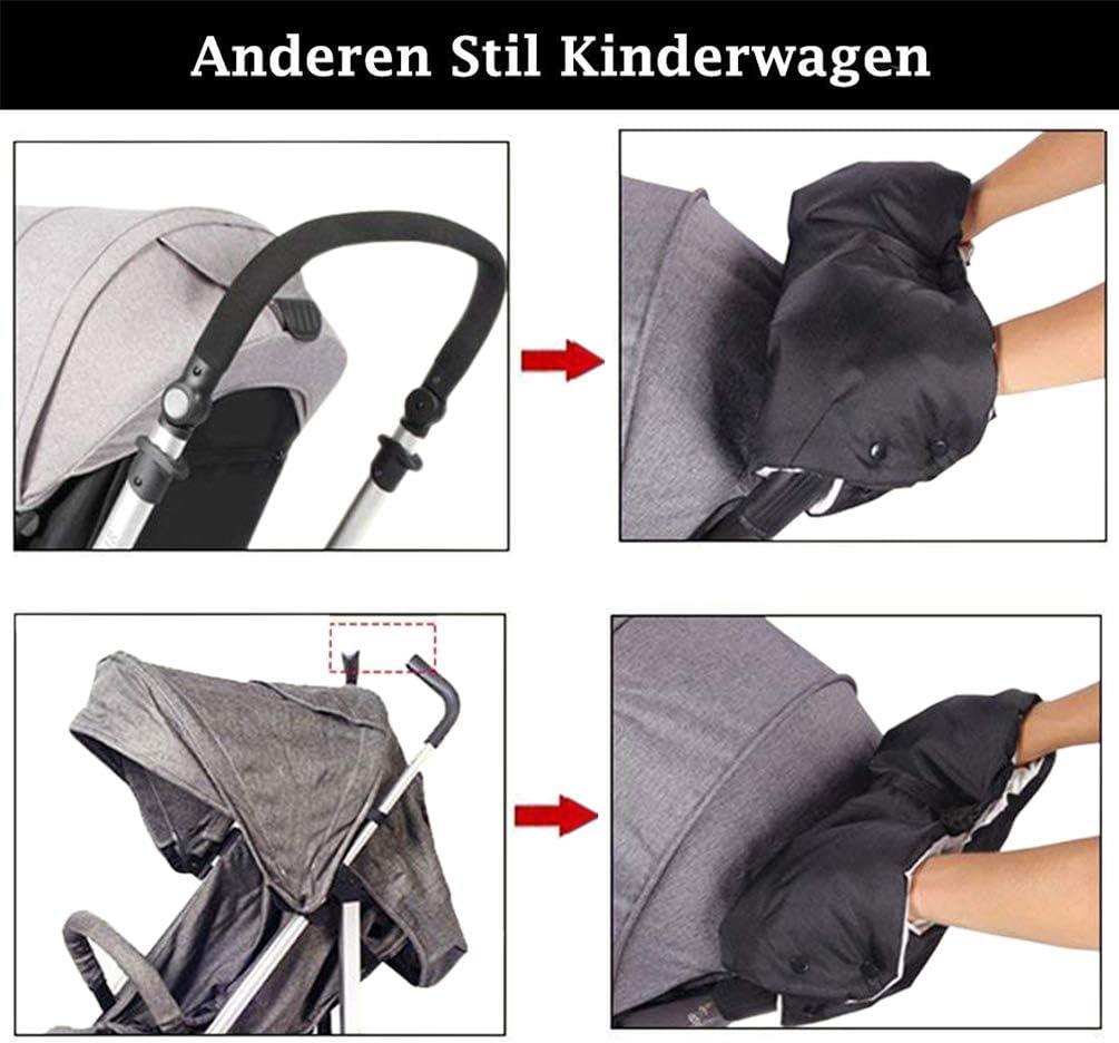 Stroller Gloves for Winter Waterproof, Extra Thick Fleece Stroller Hand Muff, Anti-Freeze Pram Accessories Baby Stroller Hand Gloves Hand Warmer