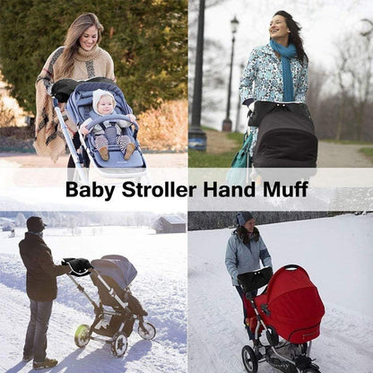 Stroller Gloves for Winter Waterproof, Extra Thick Fleece Stroller Hand Muff, Anti-Freeze Pram Accessories Baby Stroller Hand Gloves Hand Warmer