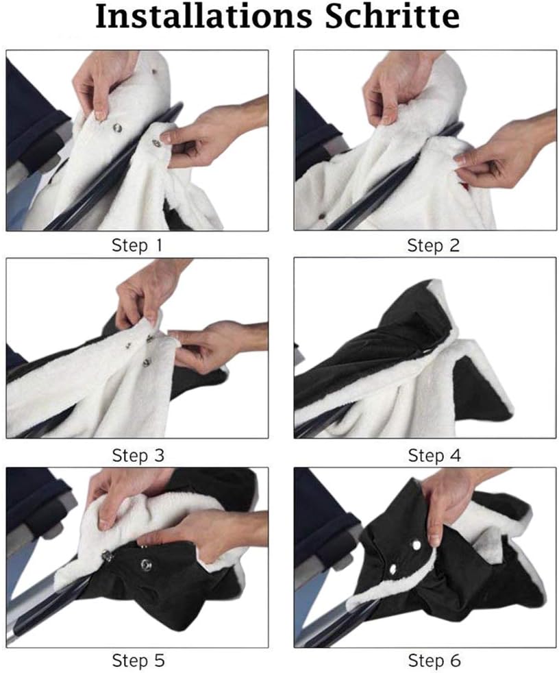 Stroller Gloves for Winter Waterproof, Extra Thick Fleece Stroller Hand Muff, Anti-Freeze Pram Accessories Baby Stroller Hand Gloves Hand Warmer