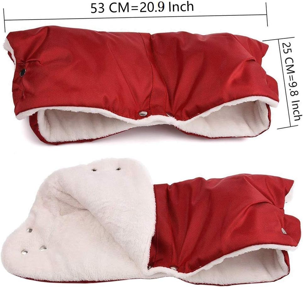 Stroller Gloves for Winter Waterproof, Extra Thick Fleece Stroller Hand Muff, Anti-Freeze Pram Accessories Baby Stroller Hand Gloves Hand Warmer