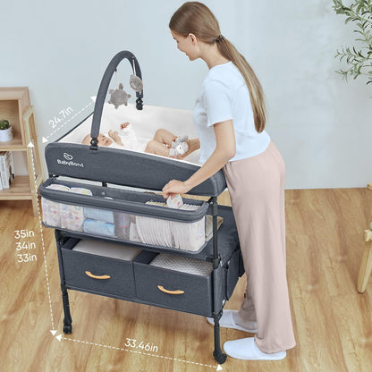 Portable Baby Changing Table with 2 Storage Baskets (Grey)