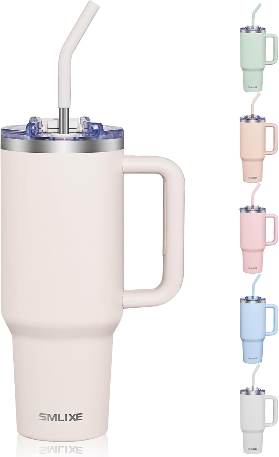 40 oz Tumbler With Handle and Straw, Insulated Tumbler With Leakproof Lids, Stainless Steel|BPA-Free, Cold for 24 H (Lavender)