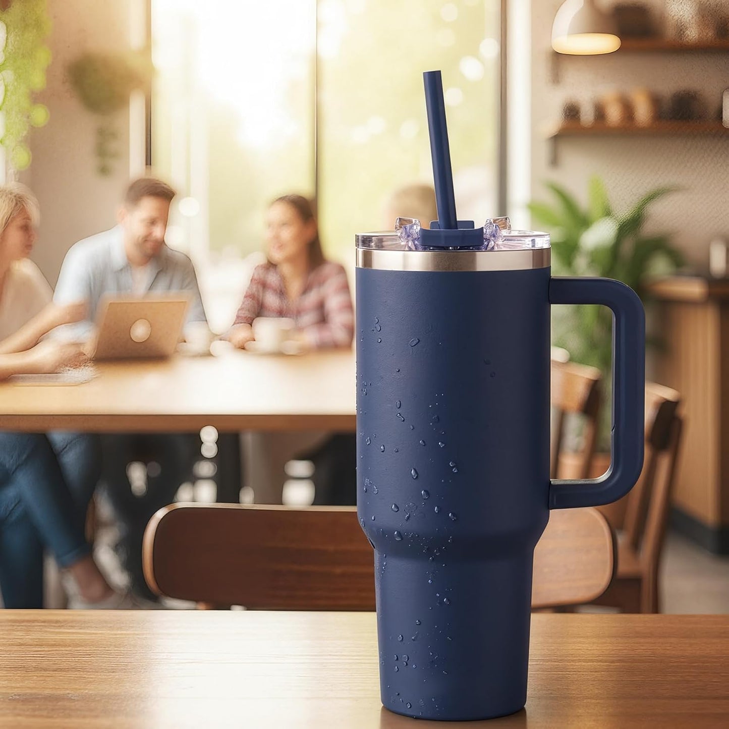 40 oz Tumbler With Handle and Straw, Insulated Tumbler With Leakproof Lids, Stainless Steel|BPA-Free, Cold for 24 H (Lavender)