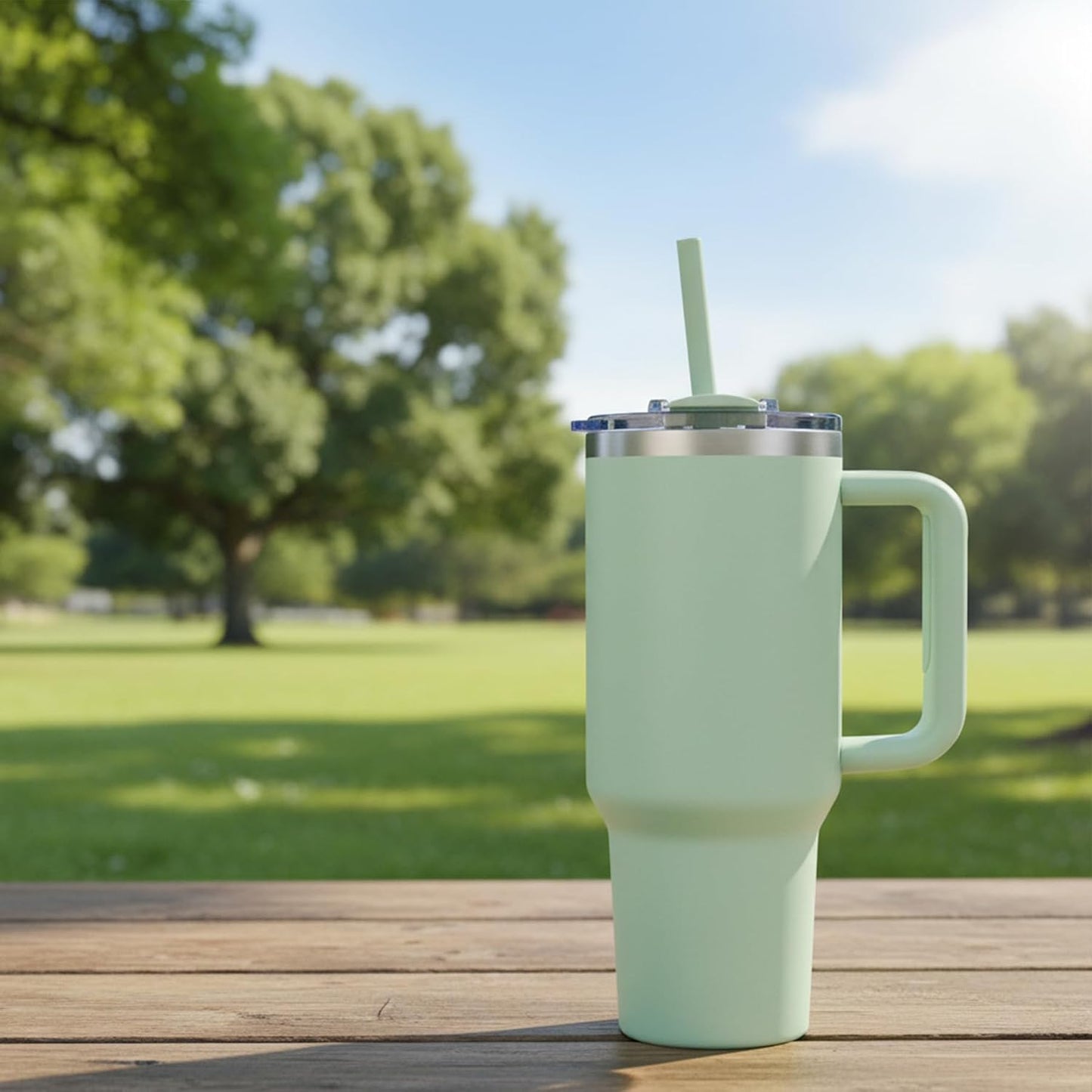 40 oz Tumbler With Handle and Straw, Insulated Tumbler With Leakproof Lids, Stainless Steel|BPA-Free, Cold for 24 H (Lavender)
