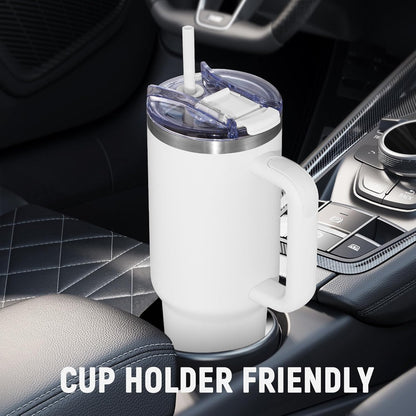 40 oz Tumbler With Handle and Straw, Insulated Tumbler With Leakproof Lids, Stainless Steel|BPA-Free, Cold for 24 H (Lavender)