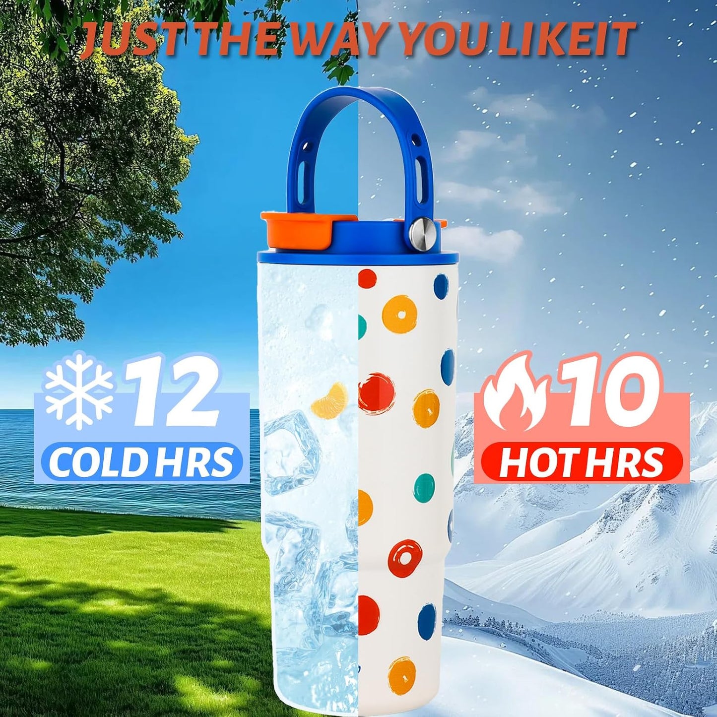 29oz Ceramic Lined Travel Mug - Leak Proof Stainless Steel Water Bottle with Straw & Handle, Fits Car Cup Holder, BPA Free, Keeps Drinks Hot 12Hrs/Cold 24Hrs for Coffee, Tea, Gym, Camping