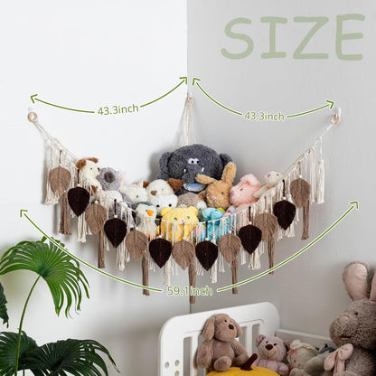 Stuffed Animal Storage Hammock with Leaf and Tassels