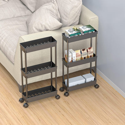 Clear 3-Tier Plastic Rolling Utility Cart with Wheels