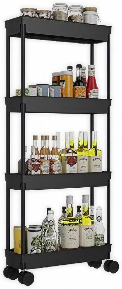 Clear 3-Tier Plastic Rolling Utility Cart with Wheels
