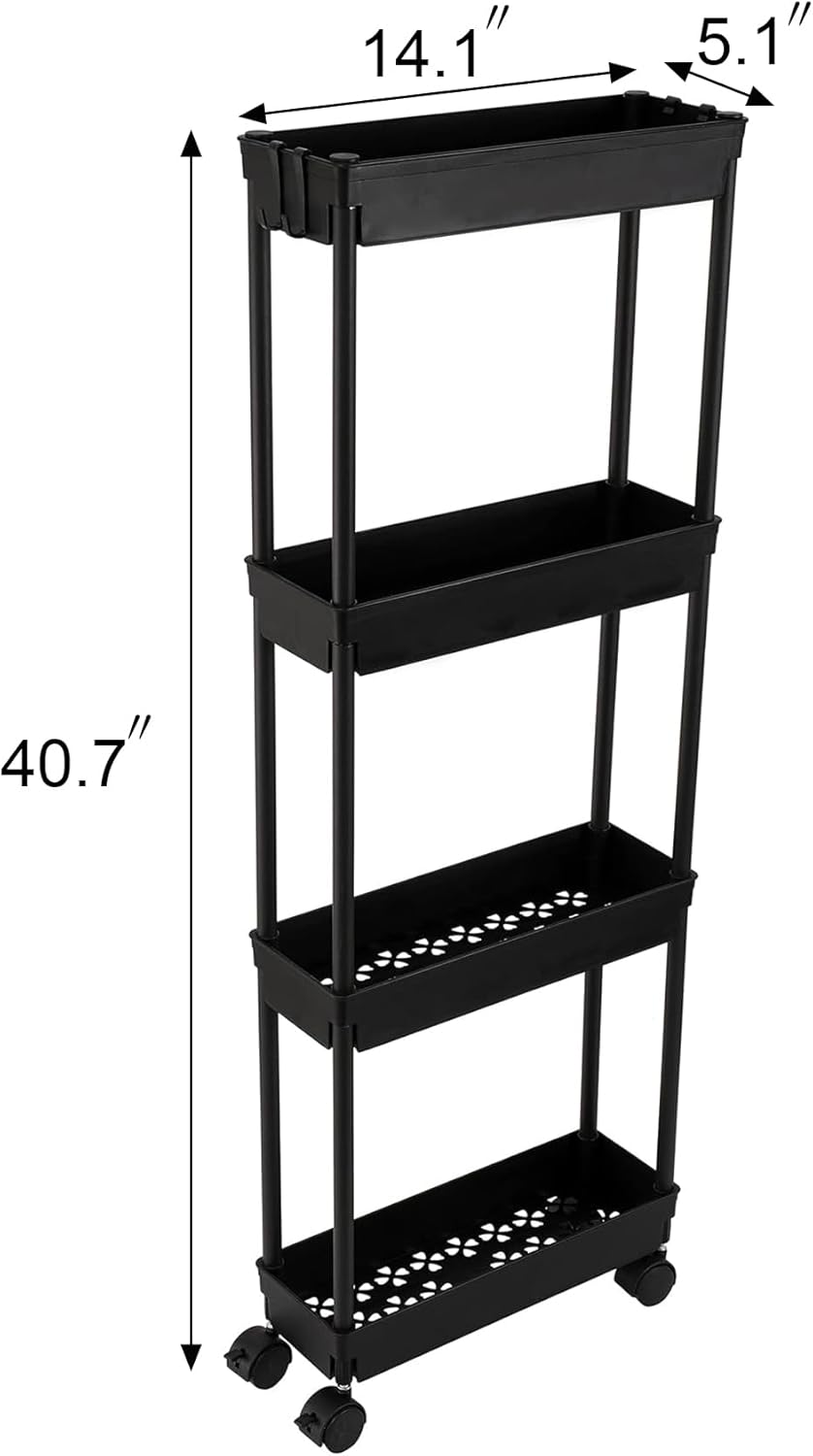 Clear 3-Tier Plastic Rolling Utility Cart with Wheels