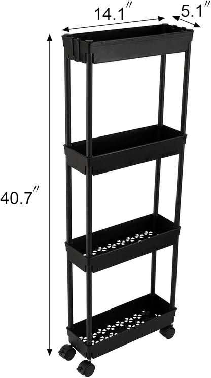 Clear 3-Tier Plastic Rolling Utility Cart with Wheels