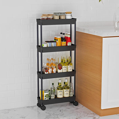 Clear 3-Tier Plastic Rolling Utility Cart with Wheels