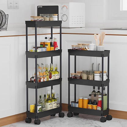 Clear 3-Tier Plastic Rolling Utility Cart with Wheels