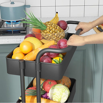 Clear 3-Tier Plastic Rolling Utility Cart with Wheels