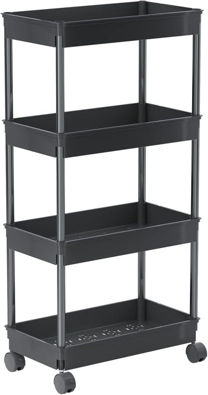 Clear 3-Tier Plastic Rolling Utility Cart with Wheels