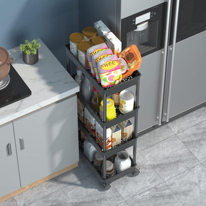Clear 3-Tier Plastic Rolling Utility Cart with Wheels