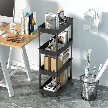 Clear 3-Tier Plastic Rolling Utility Cart with Wheels