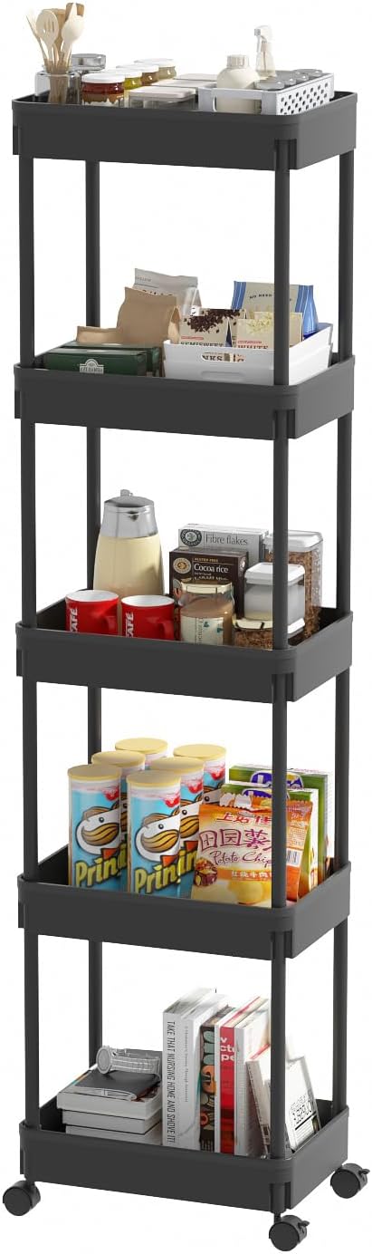 Clear 3-Tier Plastic Rolling Utility Cart with Wheels