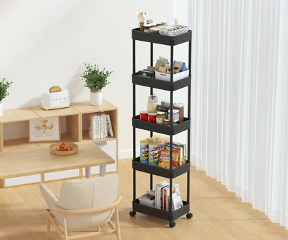 Clear 3-Tier Plastic Rolling Utility Cart with Wheels