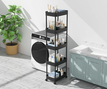Clear 3-Tier Plastic Rolling Utility Cart with Wheels