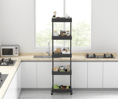 Clear 3-Tier Plastic Rolling Utility Cart with Wheels