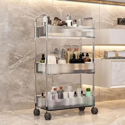 Clear 3-Tier Plastic Rolling Utility Cart with Wheels