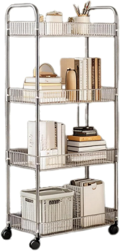 Clear 3-Tier Plastic Rolling Utility Cart with Wheels