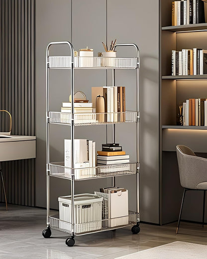 Clear 3-Tier Plastic Rolling Utility Cart with Wheels
