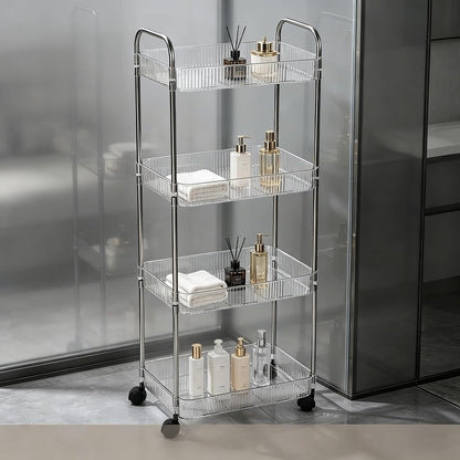 Clear 3-Tier Plastic Rolling Utility Cart with Wheels