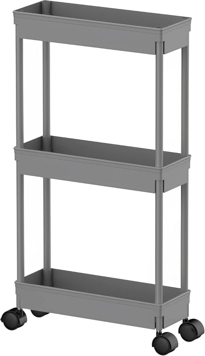 Clear 3-Tier Plastic Rolling Utility Cart with Wheels