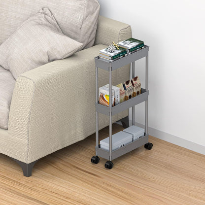 Clear 3-Tier Plastic Rolling Utility Cart with Wheels