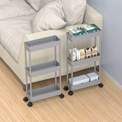 Clear 3-Tier Plastic Rolling Utility Cart with Wheels