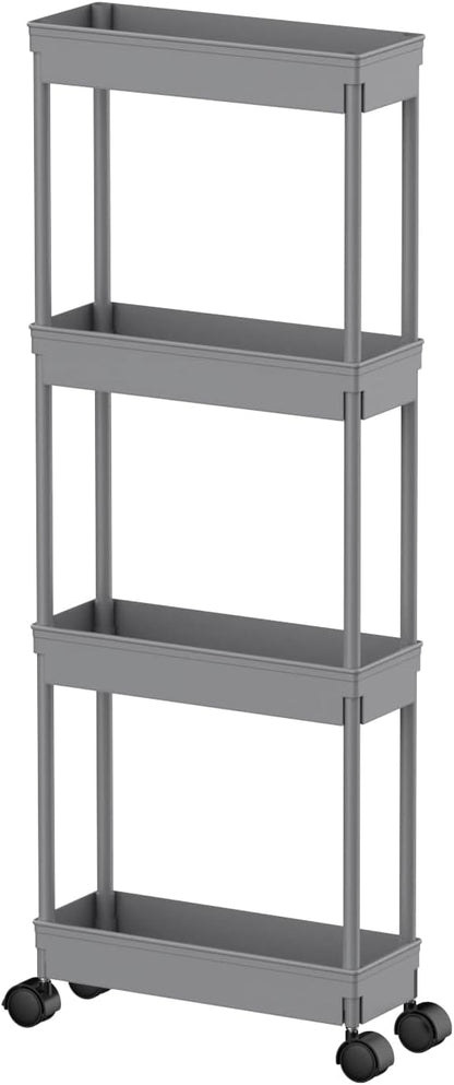 Clear 3-Tier Plastic Rolling Utility Cart with Wheels