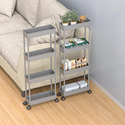Clear 3-Tier Plastic Rolling Utility Cart with Wheels
