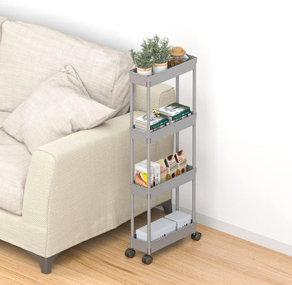 Clear 3-Tier Plastic Rolling Utility Cart with Wheels
