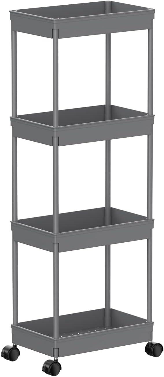 Clear 3-Tier Plastic Rolling Utility Cart with Wheels