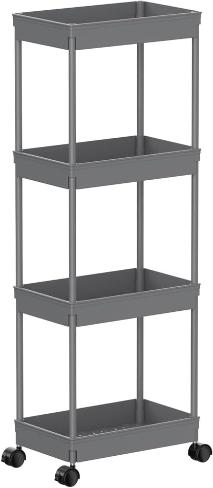 Clear 3-Tier Plastic Rolling Utility Cart with Wheels
