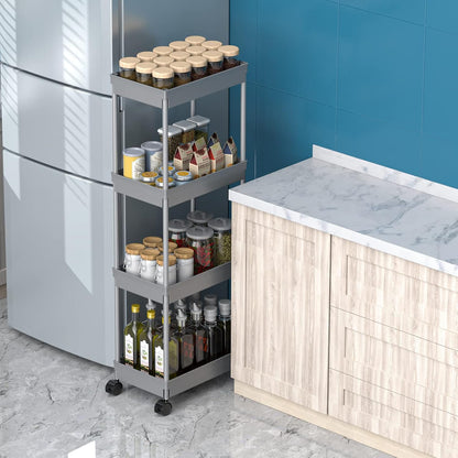 Clear 3-Tier Plastic Rolling Utility Cart with Wheels