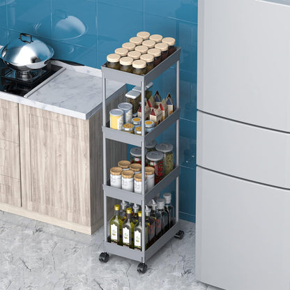 Clear 3-Tier Plastic Rolling Utility Cart with Wheels