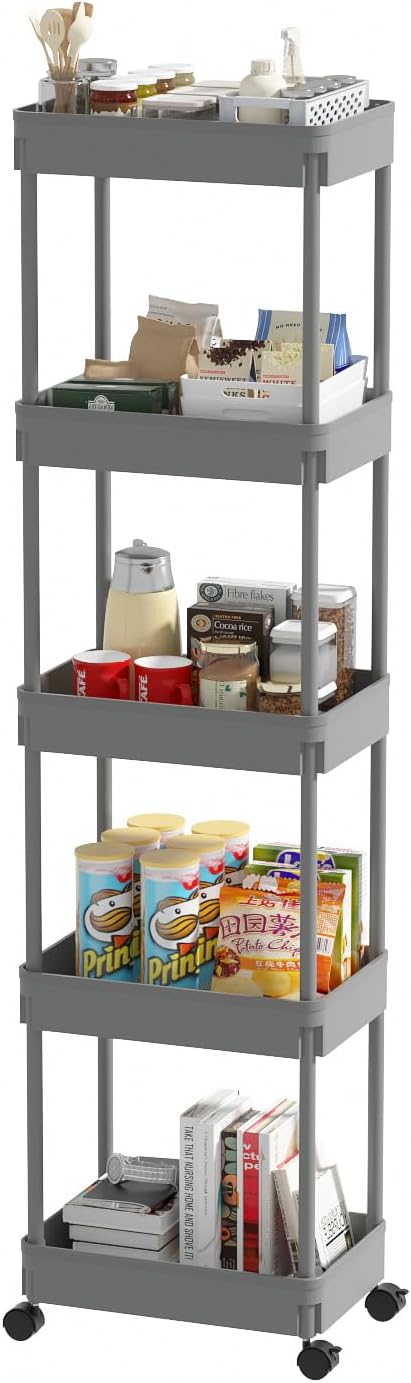 Clear 3-Tier Plastic Rolling Utility Cart with Wheels