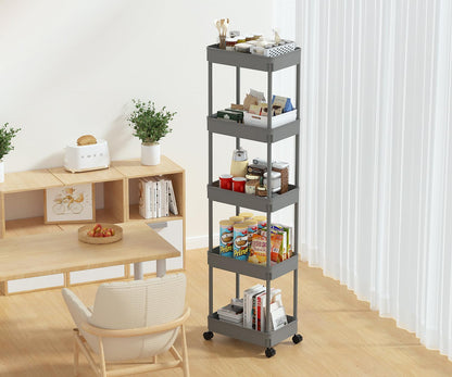 Clear 3-Tier Plastic Rolling Utility Cart with Wheels