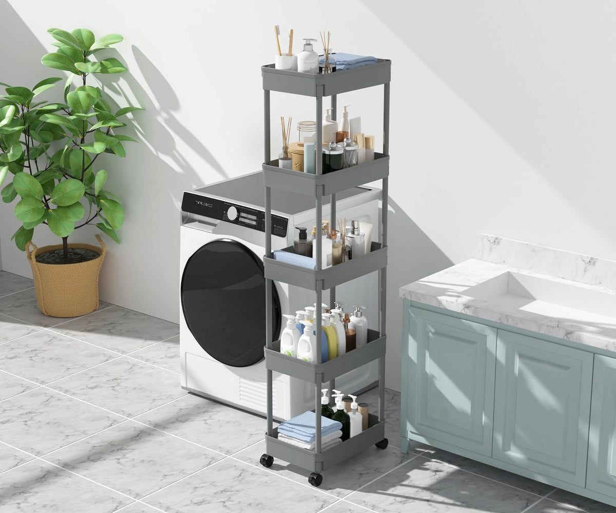 Clear 3-Tier Plastic Rolling Utility Cart with Wheels