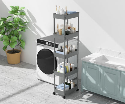 Clear 3-Tier Plastic Rolling Utility Cart with Wheels