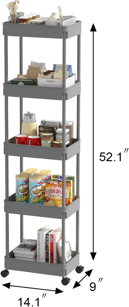 Clear 3-Tier Plastic Rolling Utility Cart with Wheels