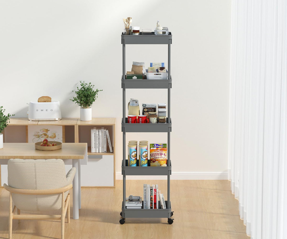 Clear 3-Tier Plastic Rolling Utility Cart with Wheels